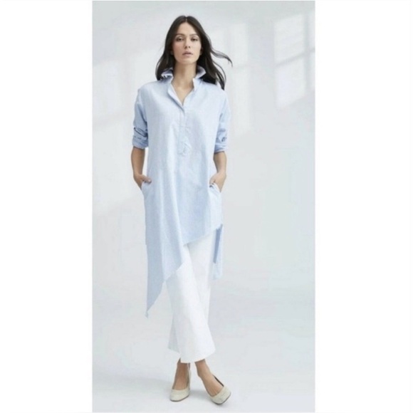 Frank + Eileen Drake Stripe Shirt Dress Blue White - Picture 12 of 13